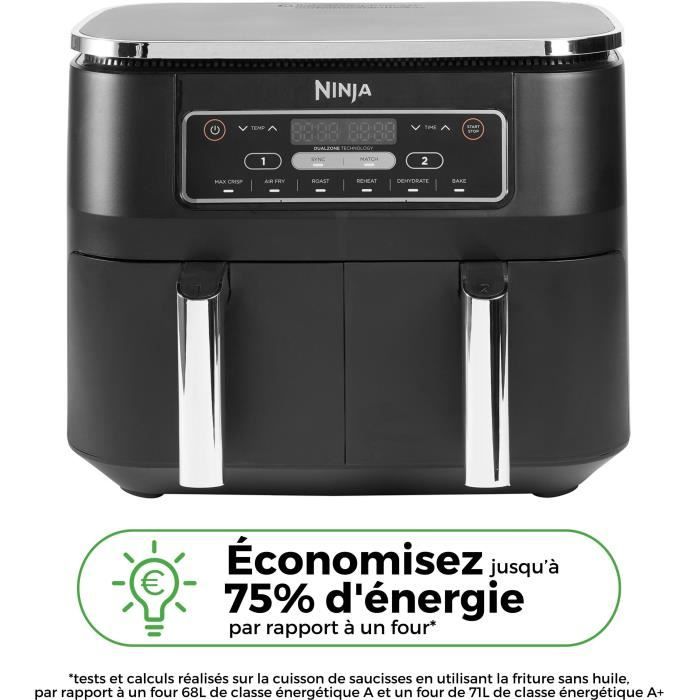 Friteuse sans huille NINJA Foodi - Dual Zone AF300EU - 7,6L - Fonctions Sync, Match - 6 modes de cuisson - 2400W