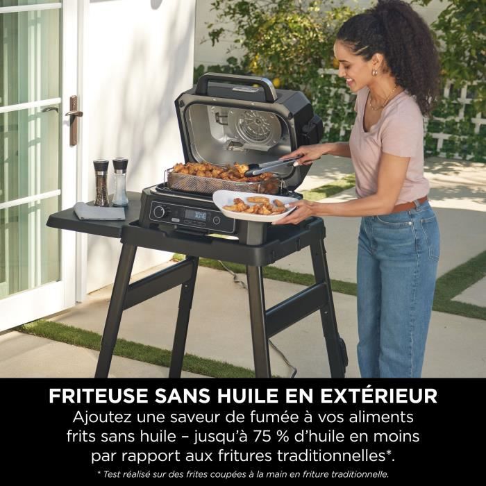 Barbecue électrique et fumoir avec thermometre - NINJA - Woodfire Pro XL - OG850EU - Barbecue et Air fryer d'extérieur