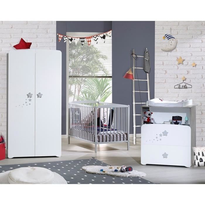 Armoire bébé Nao - MDF - Blanc - 2 portes - 85 x 175 x 56 cm - BABY PRICE