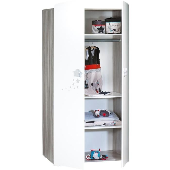 Armoire bébé Nao - MDF - Blanc - 2 portes - 85 x 175 x 56 cm - BABY PRICE