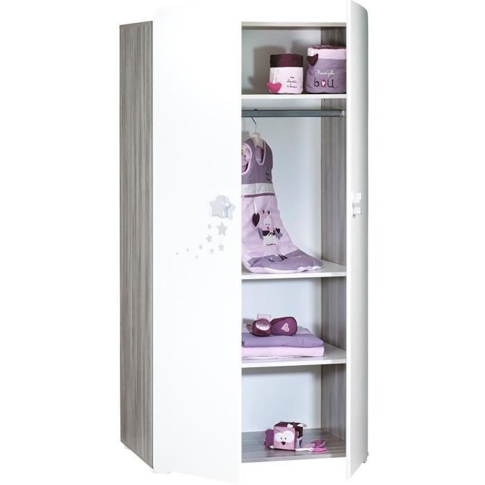 Armoire bébé Nao - MDF - Blanc - 2 portes - 85 x 175 x 56 cm - BABY PRICE