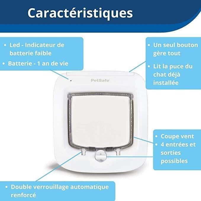 PetSafe- Chatiere a puce électronique PPA19-16145, chatiere a piles, verrouillage a 4 Positions - 22 x 23.9 cm Installation Facile,