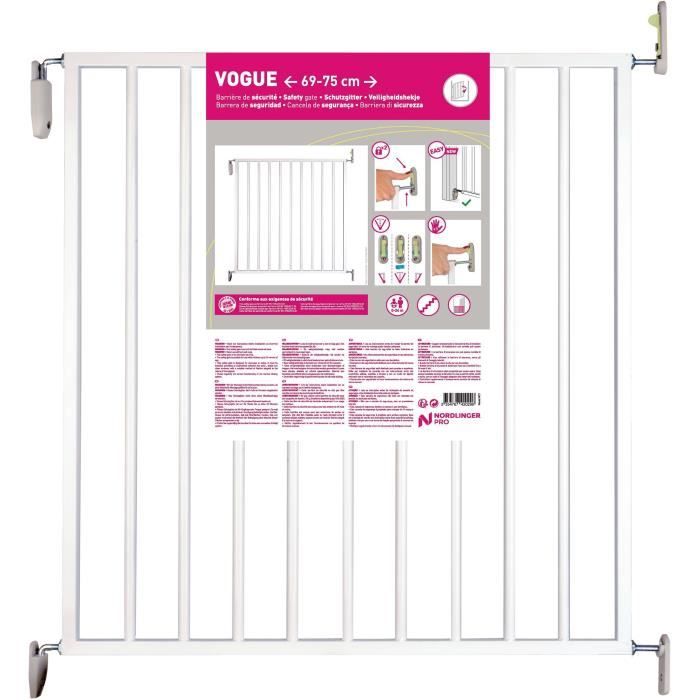 NORDLINGER PRO Barriere de sécurité Enfant VOGUE - 69 a 75 cm - Pivotante - Ouverture facile