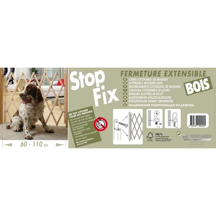 Barriere - NORDLINGER PRO - 72000 - Stopfix - Extensible - Bois - 60-110 cm - Pour chien