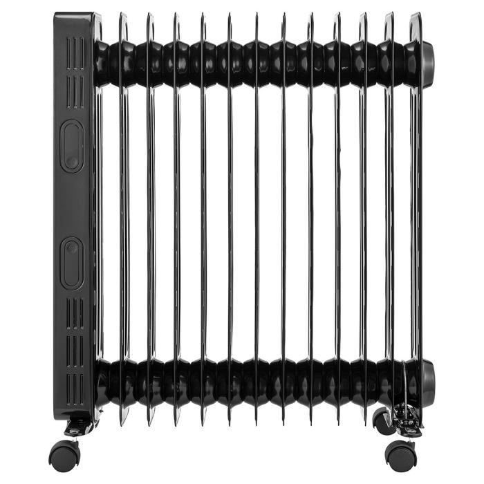 Radiateur électrique bain d'huile 2500W OCEANIC - 3 puissances - Thermostat électronique - Télécommande - Mobile - Noir