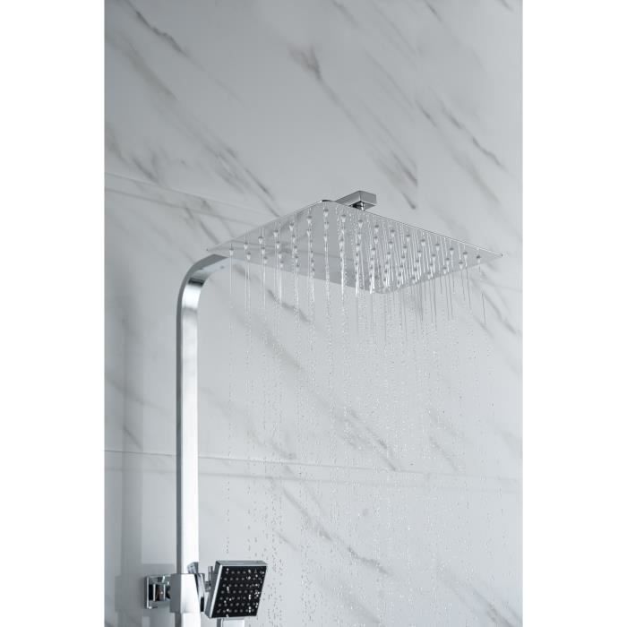 Colonne de douche OCEANIC - Mitigeur thermostatique - Pomme haute rectangle 30x20 cm - Chrome