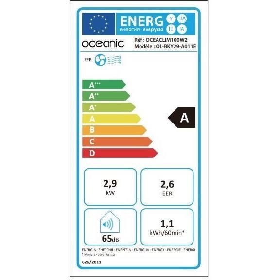 Climatiseur mobile monobloc - OCEANIC - 2930W - 10000 BTU - Programmable - Classe énergétique A