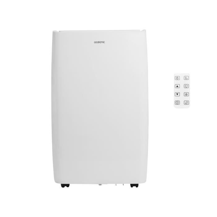 OCEANIC Climatiseur mobile monobloc réversible - chaud/ froid - 4000W - 14000 BTU - Programmable - Classe énergétique A - blanc