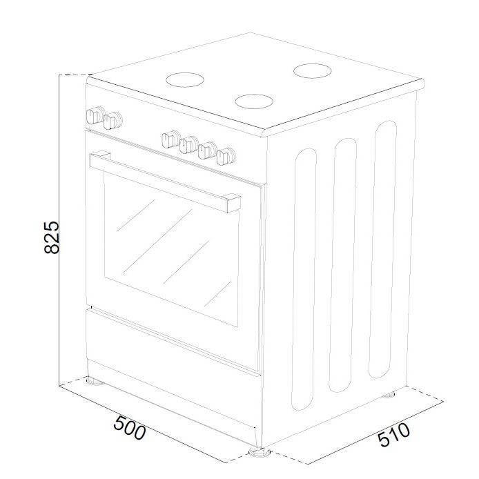 OCEANIC CV5050B8 Cuisiniere vitrocéramique 50x50 - Four convection naturelle - 48 L - Noir