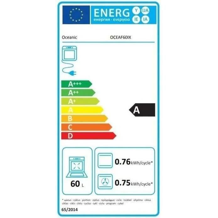 Four encastrable nettoyage catalyse - chaleur brassée OCEANIC F60IX Inox - 59,5 x 59,5 x 56,6 cm