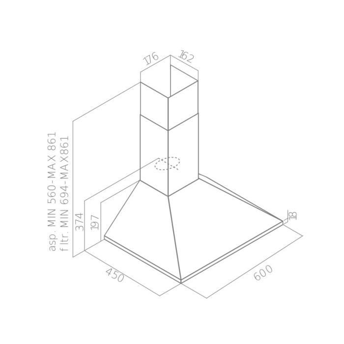 Hotte pyramide OCEANIC OCEAHP6039B - 60 cm