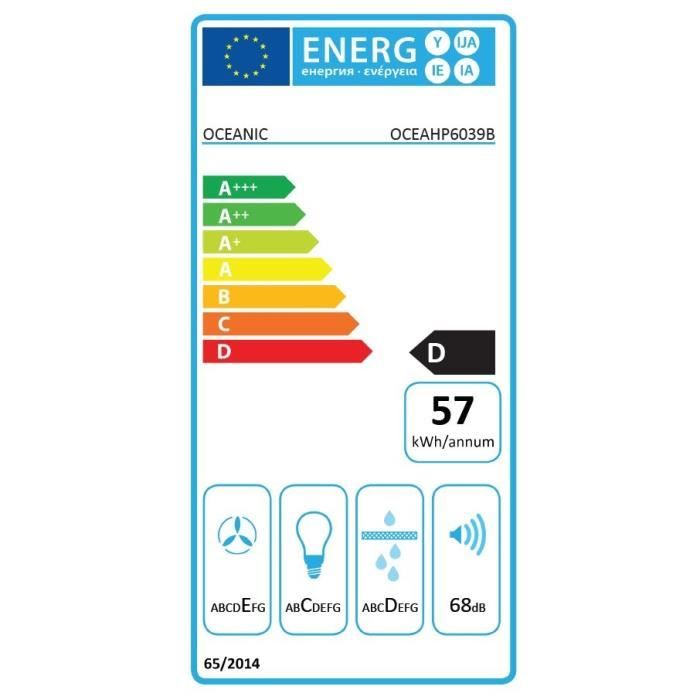 Hotte pyramide OCEANIC OCEAHP6039B - 60 cm