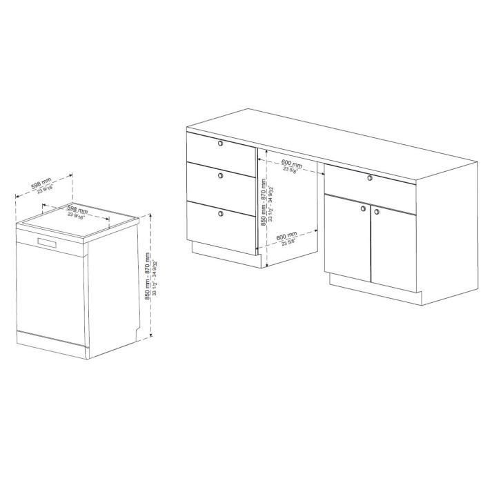 Lave-vaisselle pose libre OCEANIC OCEALV1247B - 12 couverts - 47 dB noir