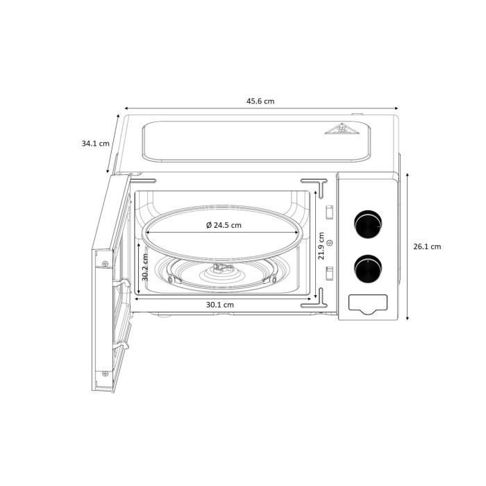 Micro-ondes OCEANIC MO20B11 Noir l 45,4 x H26,1 x P32,6 cm - 20L