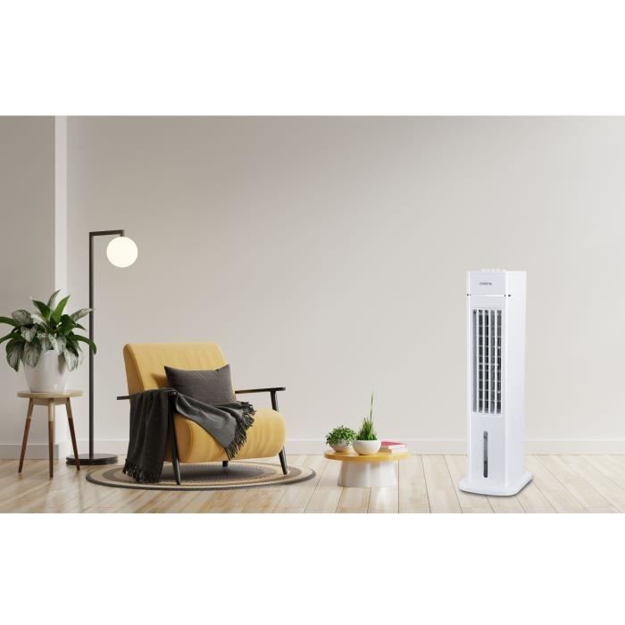 OCEANIC Rafraîchisseur d'air Ventilateur colonne OCEANIC - 70W - Hauteur 76.5 cm - 3,5L - 3 vitesses - Oscillant - Blanc