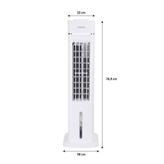 OCEANIC Rafraîchisseur d'air Ventilateur colonne OCEANIC - 70W - Hauteur 76.5 cm - 3,5L - 3 vitesses - Oscillant - Blanc