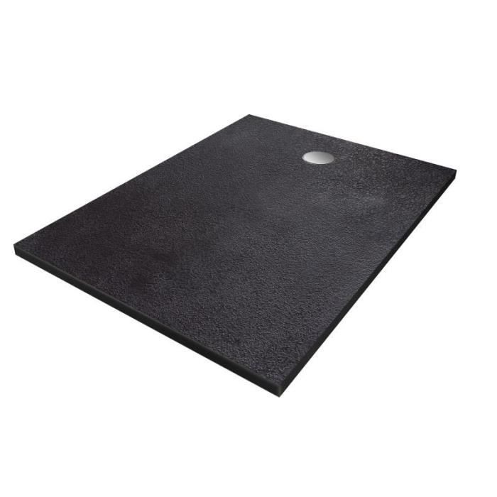 Receveur de douche en résine - Rectangulaire - 120x90x3,5 cm - OCEANIC - Gris anthracite - Bonde de vidage et pieds inclus - Morenã