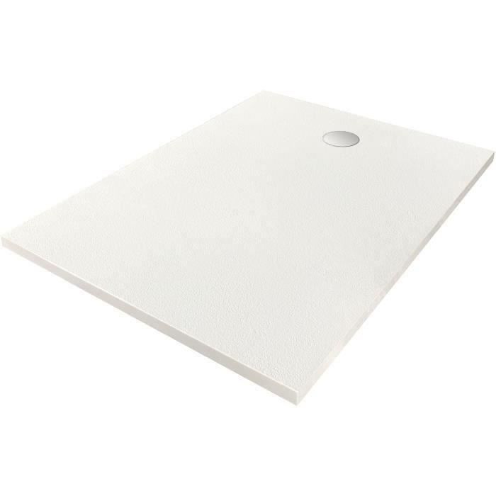 Receveur de douche en résine - Rectangulaire - 120x90x3,5 cm - OCEANIC - Blanc - Bonde de vidage et pieds inclus - Morenã