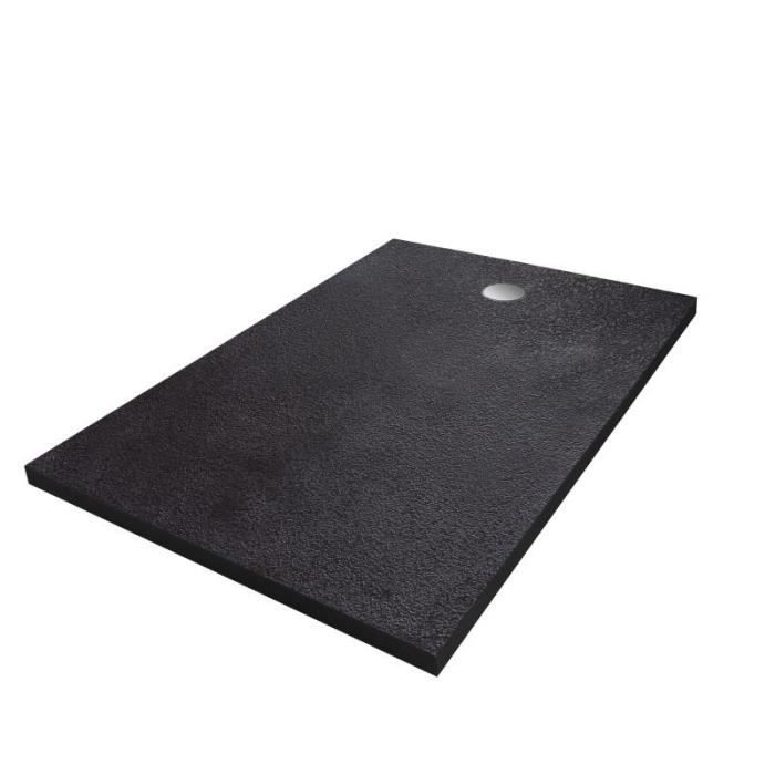 Receveur de douche en résine - Rectangulaire - 140x90x3,5 cm - OCEANIC - Gris anthracite - Bonde de vidage et pieds inclus - Morenã