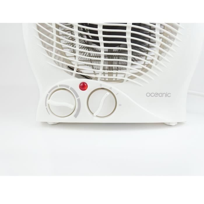 Chauffage mobile soufflant 2000W OCEANIC - 2 puissances - Fonction ventilateur - Blanc