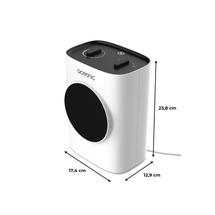 Radiateur mobile soufflant céramique 1800W OCEANIC - 2 puissances - Fonction oscillation