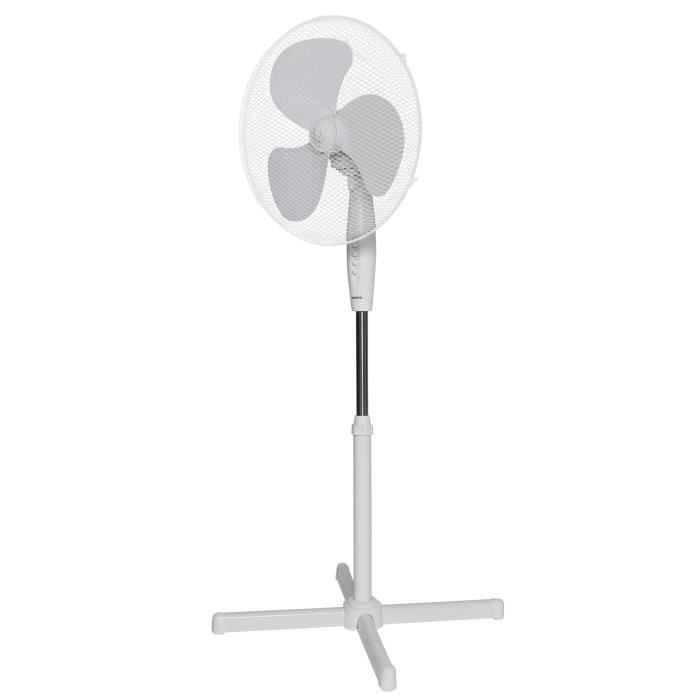 Ventilateur sur pied OCEANIC - 45W - Diametre 40 cm - Hauteur réglable - Oscillation - Blanc