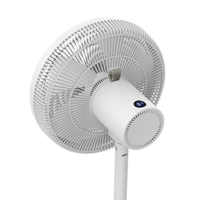 OCEANIC Ventilateur de pied digital - 50 W - Ø 40 cm - 3 vitesses - Oscillant - Inclinable - Blanc