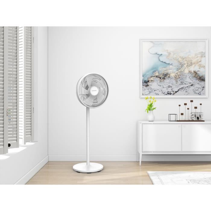 OCEANIC Ventilateur de pied digital - 50 W - Ø 40 cm - 3 vitesses - Oscillant - Inclinable - Blanc