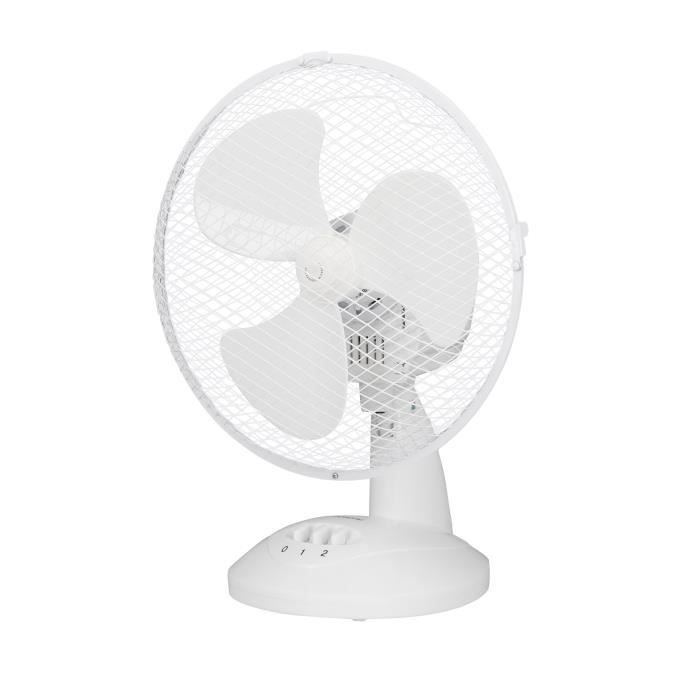 Ventilateur de table OCEANIC - 30W - Diametre 23 cm - 2 vitesses - Oscillant - Blanc