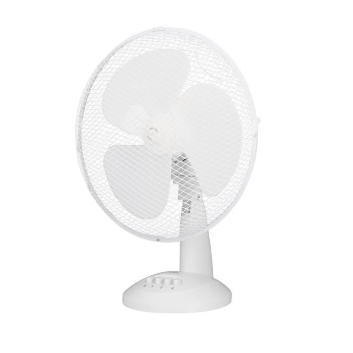 Ventilateur de table OCEANIC - 40W - Diametre 30 cm - 3 vitesses - Oscillant - Blanc