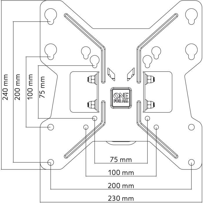 Support mural pour écran plat One For All SMART WM2241 INCLINABLE ET ORIENTABLE 90 POUR TELEVISION DE 13 A 43