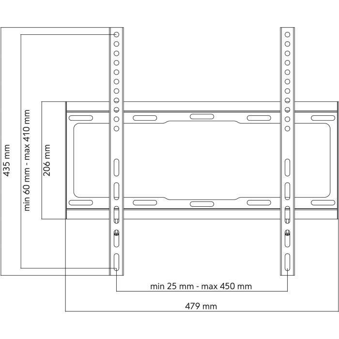 ONE FOR ALL WM2411 - Support mural TV Support plat pour écran 32-65''/81-165cm - Pour TV max 100kgs - 25mm du mur