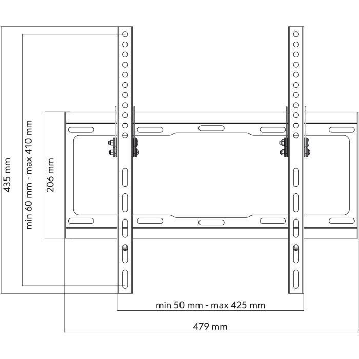 ONE FOR ALL WM2421 - Support mural avec réglage d'inclinaison de 15° pour TV de 32 a 65 (81 a 165cm) - Noir