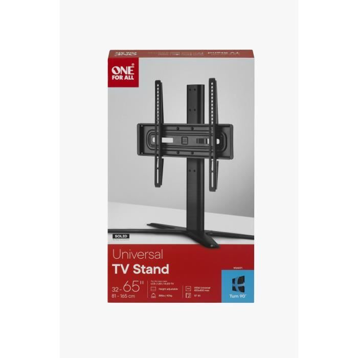 ONE FOR ALL - Pied TV a poser 32-65 Gamme Solid - Inclinable 15° & Orientable 90° - Compatible pour écrans 32-65''/81-165cm