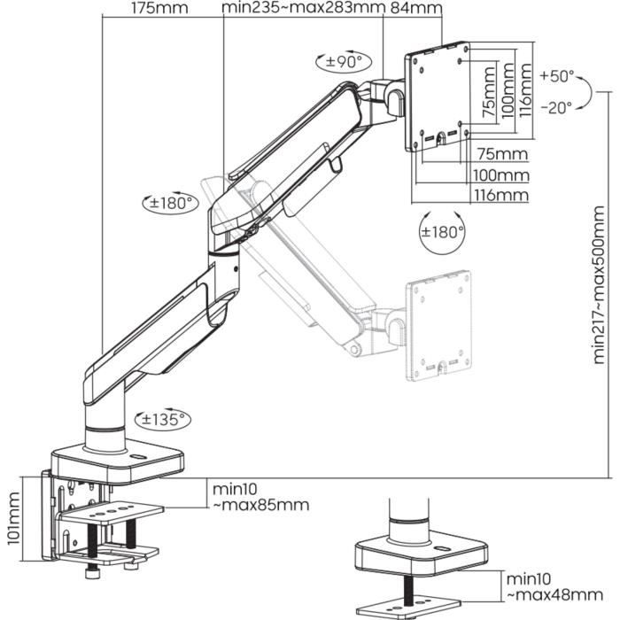 Bras articulé - OPLITE - MT49 - Blanc