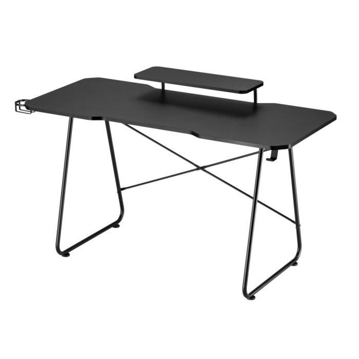 Bureau Gaming OPLITE ATIKA T10 XL Noir - Plateau en mélaminé et pietement en acier noir