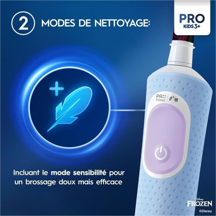 Oral-B Pro Kids Brosse a Dents Électrique Enfant, Reine des Neiges Disney, 1 Brossette Brossage Doux, Minuteur et Vibrations