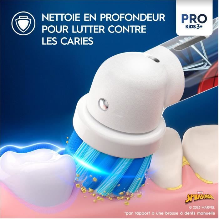 Brosse a dents électrique Oral-B Pro Kids 1 Manche Marvel Spider-Man, 1 Brossette, 3 Ans et Plus