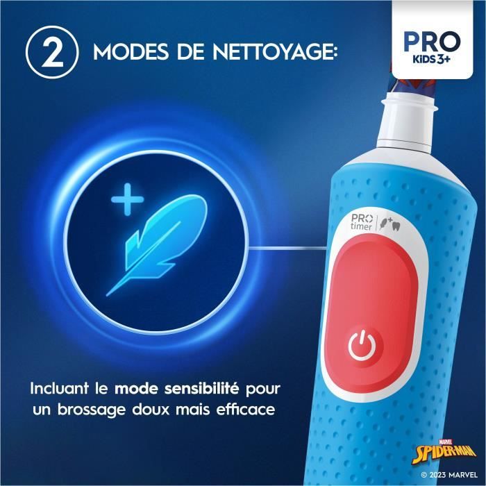 Brosse a dents électrique Oral-B Pro Kids 1 Manche Marvel Spider-Man, 1 Brossette, 3 Ans et Plus