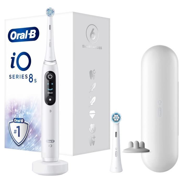 Brosse a dents électrique - Oral-B - iO 8N - Gencives sensibles - 2 brossettes - 1 étui de voyage