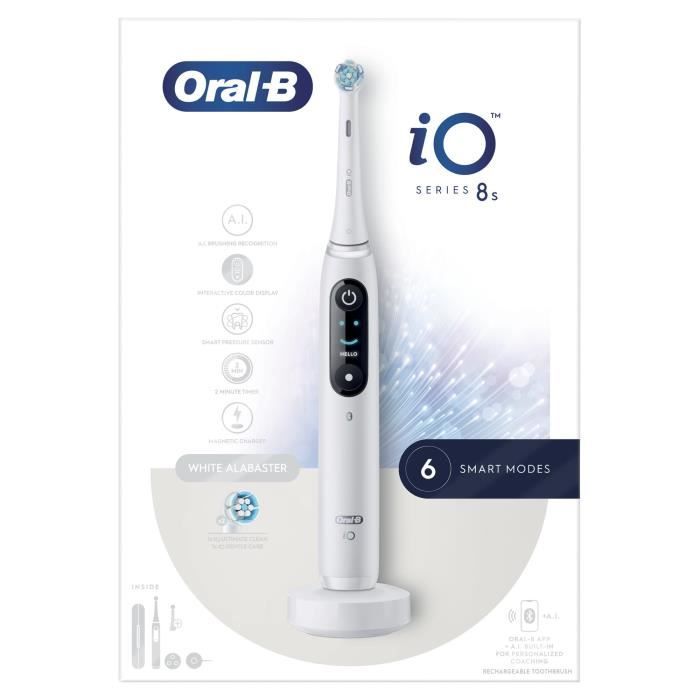 Brosse a dents électrique - Oral-B - iO 8N - Gencives sensibles - 2 brossettes - 1 étui de voyage