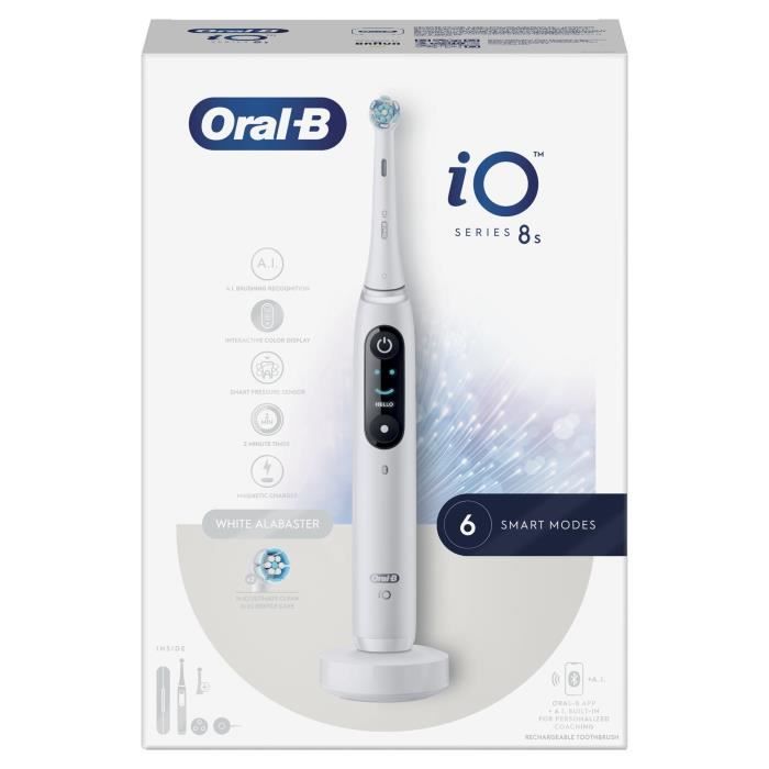 Brosse a dents électrique - Oral-B - iO 8N - Gencives sensibles - 2 brossettes - 1 étui de voyage