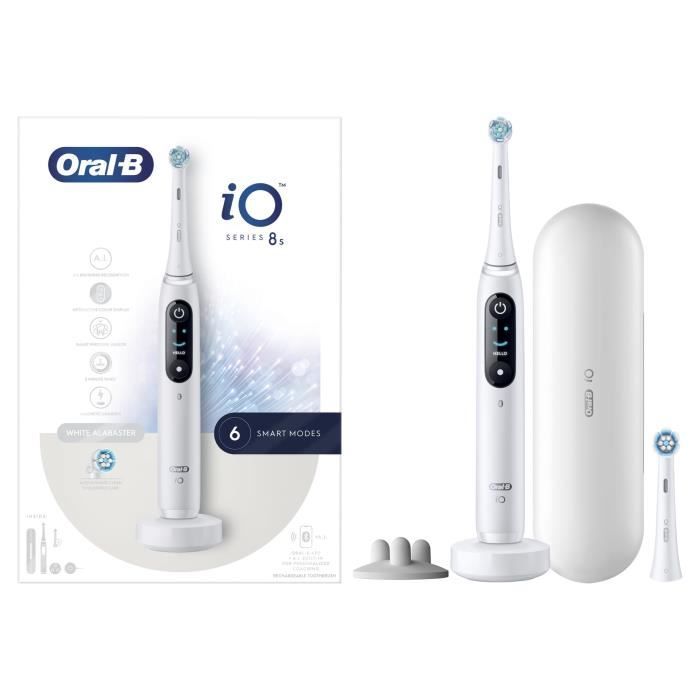 Brosse a dents électrique - Oral-B - iO 8N - Gencives sensibles - 2 brossettes - 1 étui de voyage