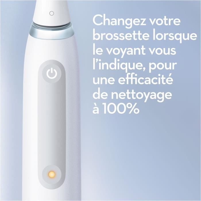 Brosse a dents électrique ORAL-B iO4 connectée - blanche - 4 modes de brossage - 1 Brossette, 1 Étui De Voyage