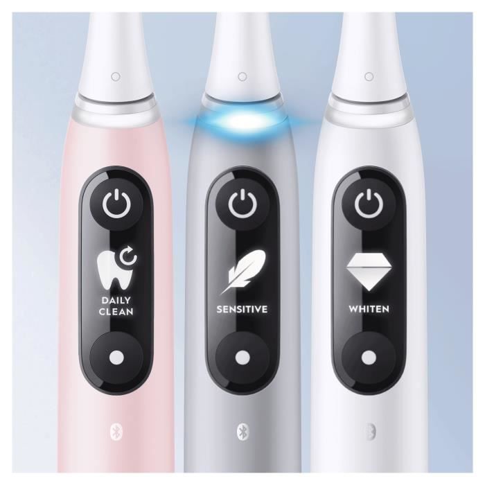 Oral-B iO 6S Brosse a Dents Électrique connectée Bluetooth Grise, 2 Brossettes, 1 Étui De Voyage