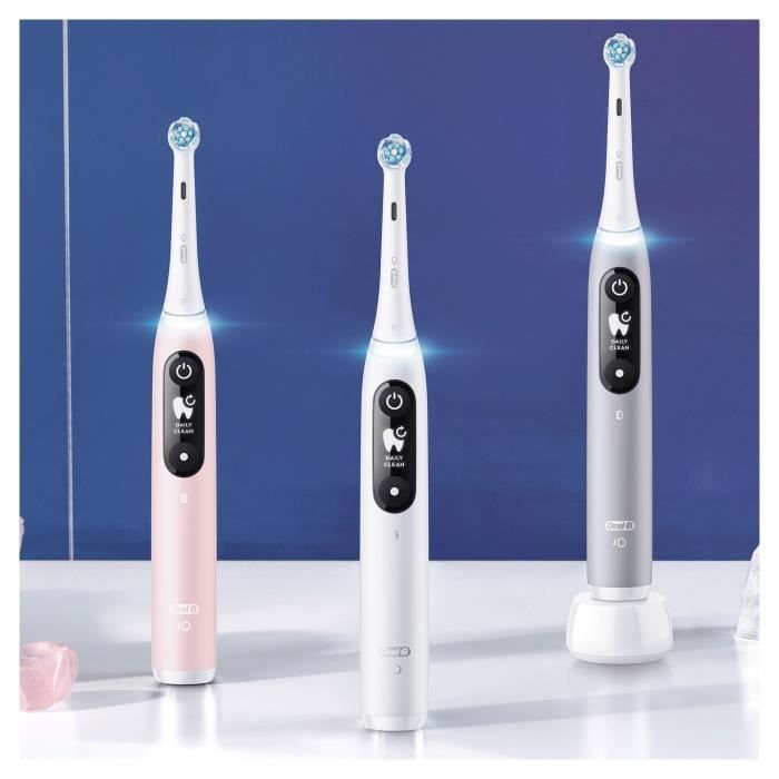 Oral-B iO 6S Brosse a Dents Électrique connectée Bluetooth Grise, 2 Brossettes, 1 Étui De Voyage