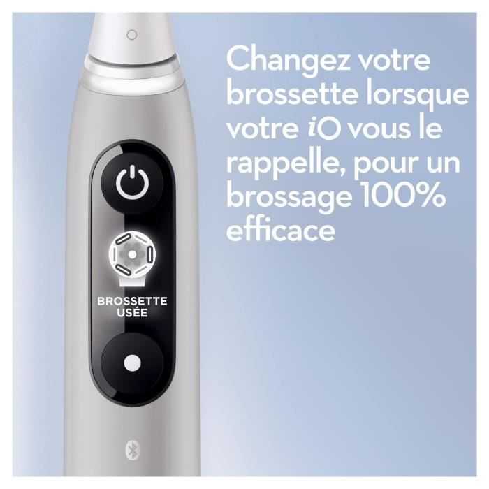 Oral-B iO 6S Brosse a Dents Électrique connectée Bluetooth Grise, 2 Brossettes, 1 Étui De Voyage