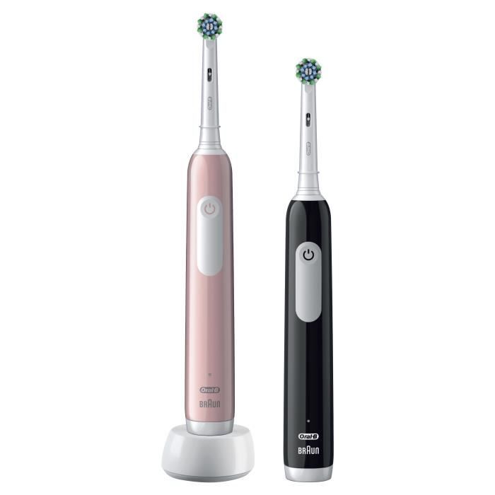 Oral-B Pro Series 1 Lot De Deux, Brosses a Dents Électriques Rose Et Noire, 2 Brossettes, Conçue Par Braun