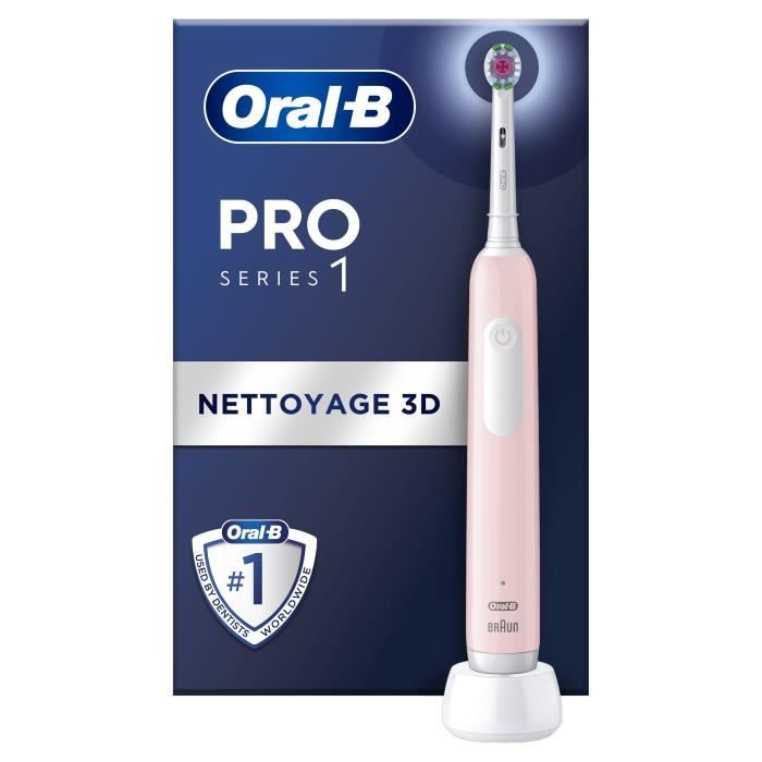 Brosse a dents électrique ORAL-B Pro 1 - rose - sans fil - 1 brossette incluse