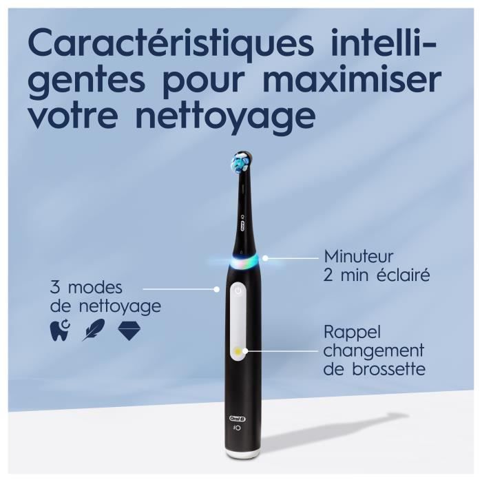 Oral-B iO 3 Lot De 2, Brosses a Dents Électriques Noire et Bleue, 2 Brossettes, 1 Étui De Voyage